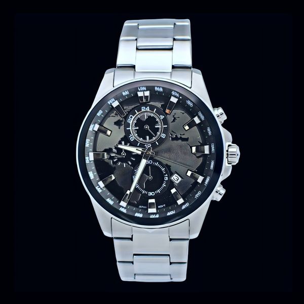 ساعت مچی عقربه‌ای کوارتز مردانه مدل سه موتور فعال کورنوگراف جهان نما کد 102