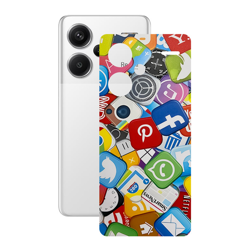 برچسب پوششی گلس طرح سوشال مناسب برای گوشی موبایل شیائومی Redmi Note 13 Pro Plus