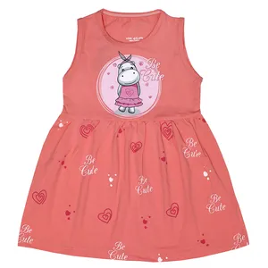 پیراهن دخترانه مدل اسب آبی رنگ گلبهی