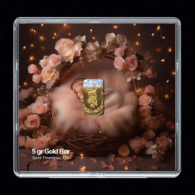 شمش طلا 18 عیار مدوپد مدل نوزاد کد SG-10228