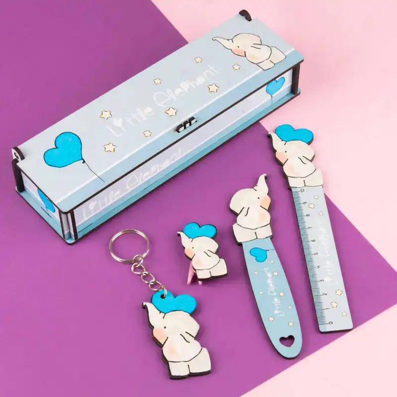 بسته لوازم تحریر طرح فیل مجموعه 5 عددی