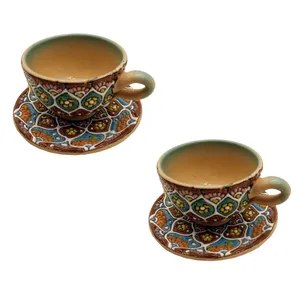 ست 4 تکه فنجان و نعلبکی میناکاری مدل 007