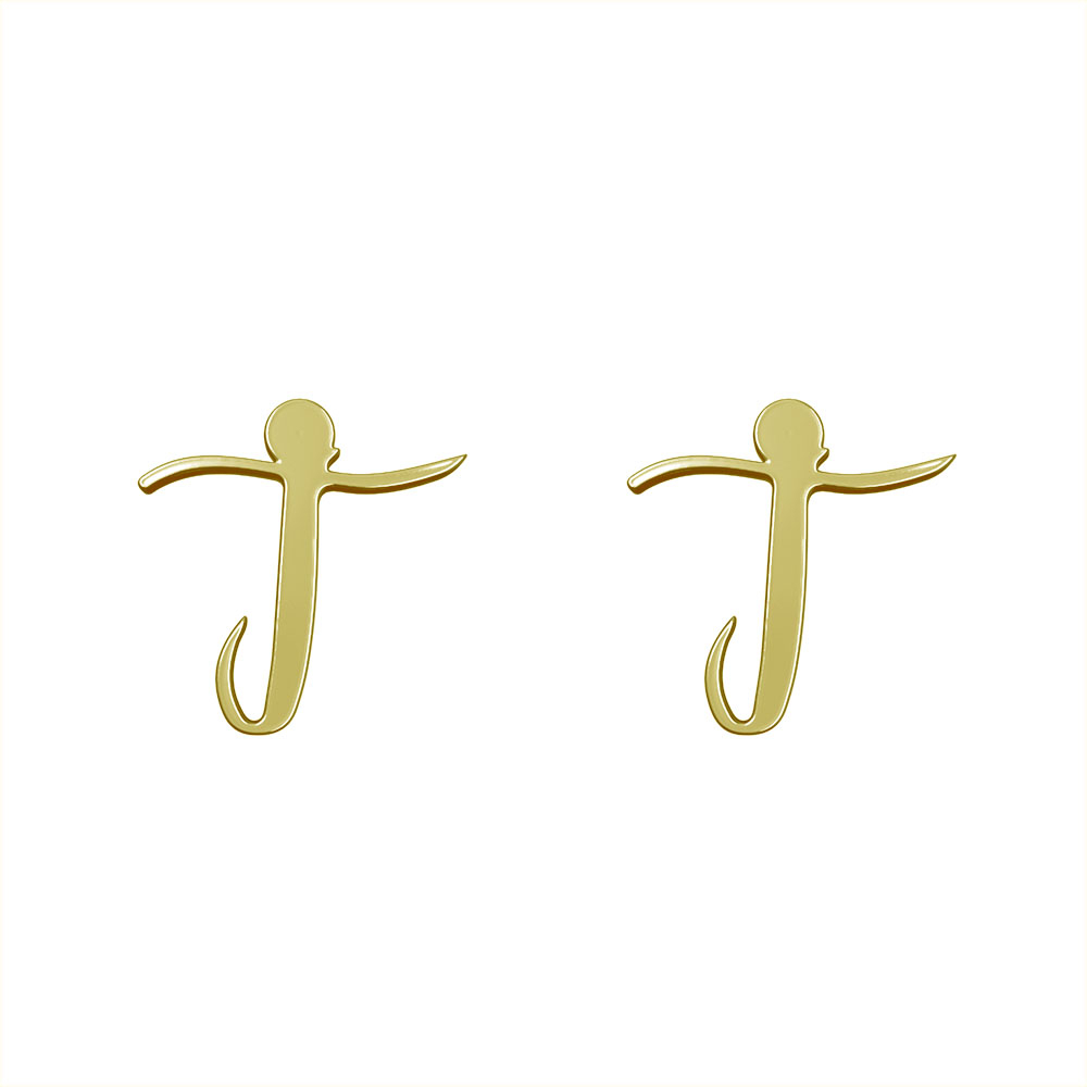 گوشواره طلا 18 عیار زنانه مدوپد مدل حرف T کد GA1-10868