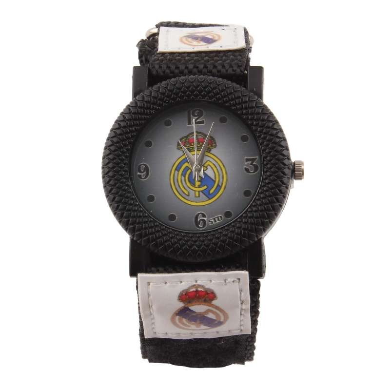 ساعت مچی عقربه ای پسرانه مدل ورزشی بند کتان چسبی طرح رئال مادرید کد WHK_098 ساعت مچی عقربه ای پسرانه مدل ورزشی بند کتان چسبی طرح رئال مادرید کد WHK_098