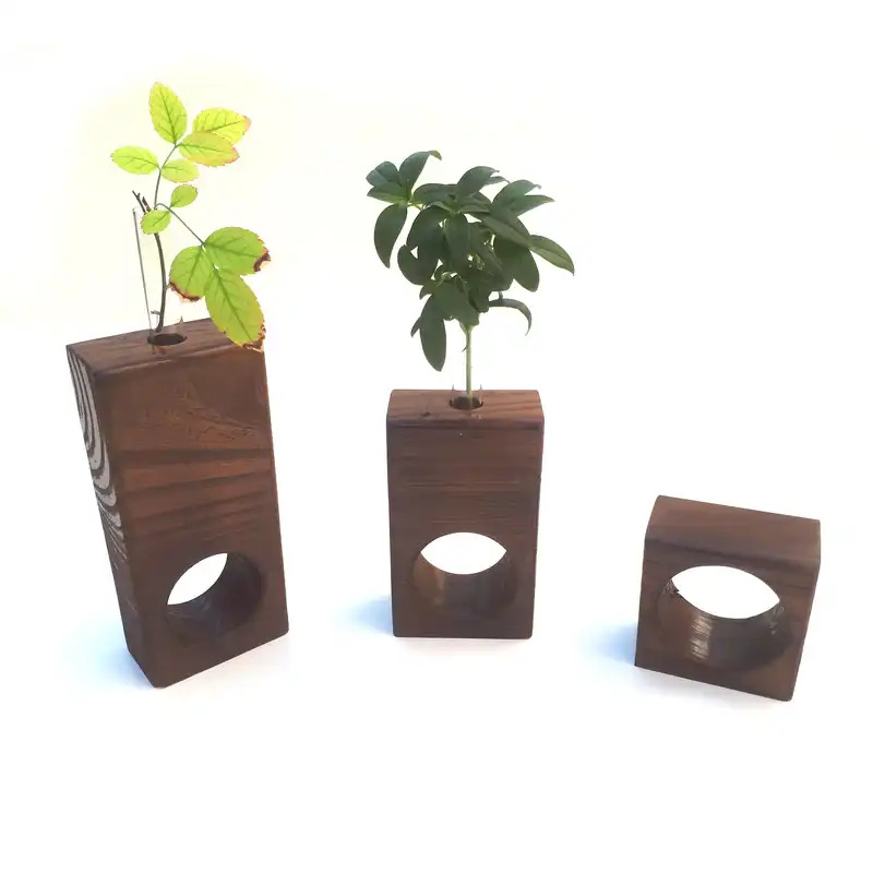 استند گلدان چوبی مدل چکاوک  مجموعه 3 عددی