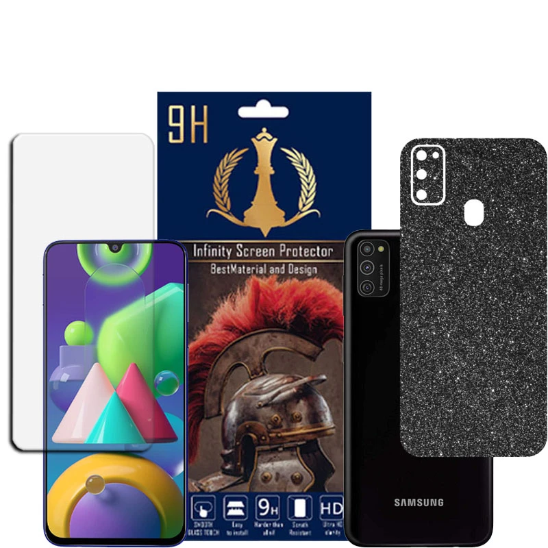 برچسب پوششی اینفینیتی مدل PRO MAX مناسب برای گوشی موبایل سامسونگ GALAXY M21 به همراه محافظ صفحه نمایش