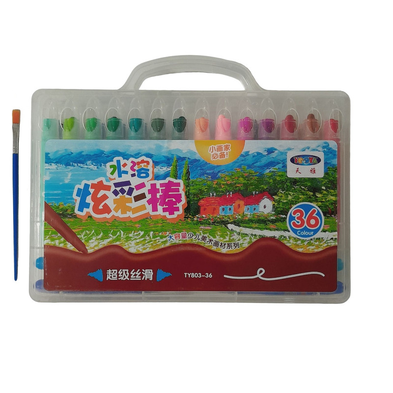 پاستل روغنی 36 رنگ مدل پیچی کد B1 به همراه قلم مو