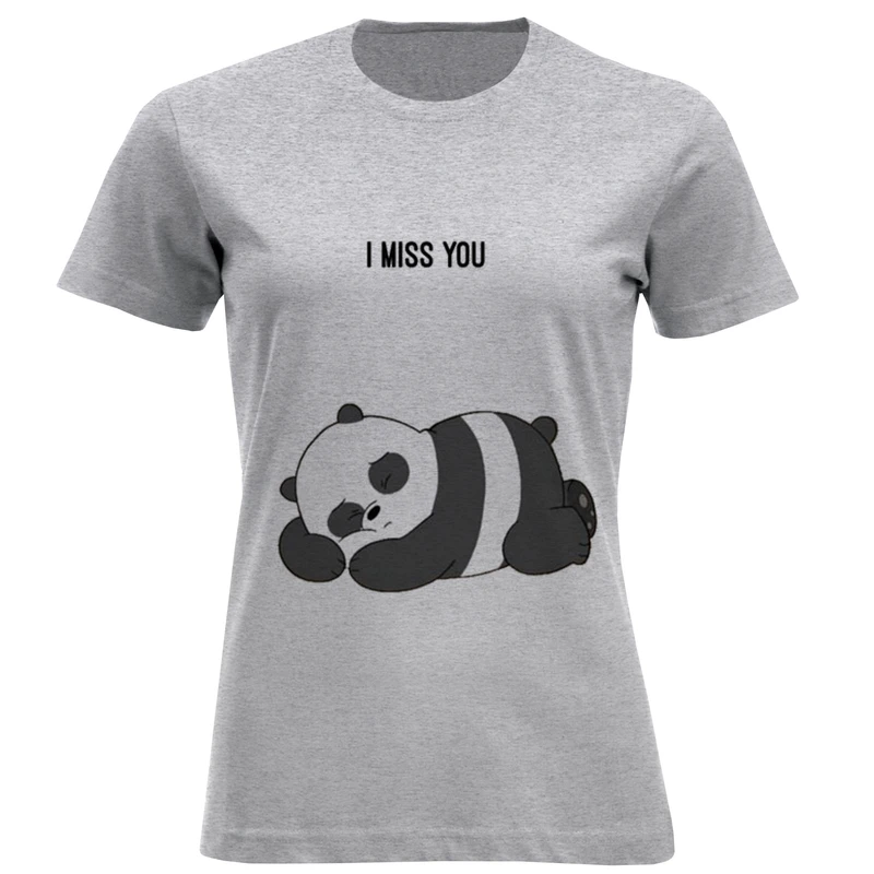 تیشرت آستین کوتاه زنانه طرح پاندا i miss you کد F578