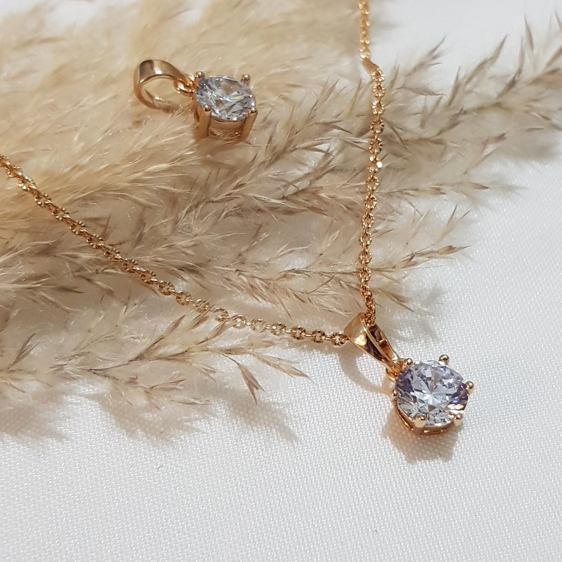 آویز گردنبند زنانه ژوپینگ مدل تک نگین 3492