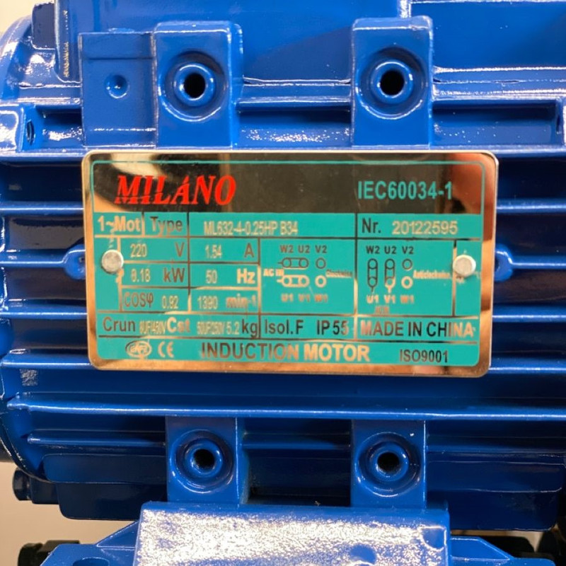 الکتروموتور صنعتی میلانو مدل ML632 با ظرفیت 0.18 کیلووات