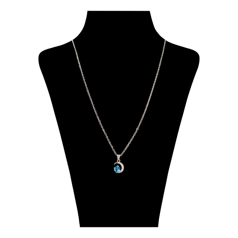 گردنبند نقره زنانه سواروسکی مدل ماه و مکعب ظریف کد 656532