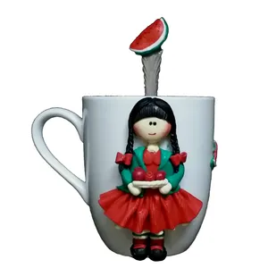 ماگ سرامیکی مدل دختر شب یلدا کد 02008 به همراه قاشق