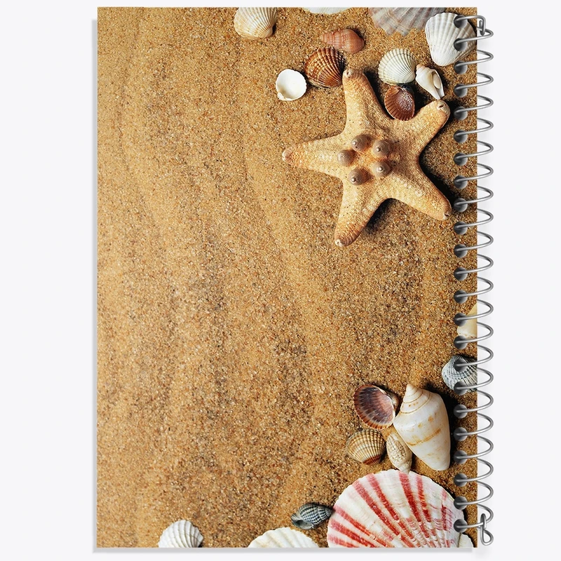 دفتر ژورنال نویسی 50 برگ خندالو مدل نقطه ای طرح ساحل و صدف کد F262