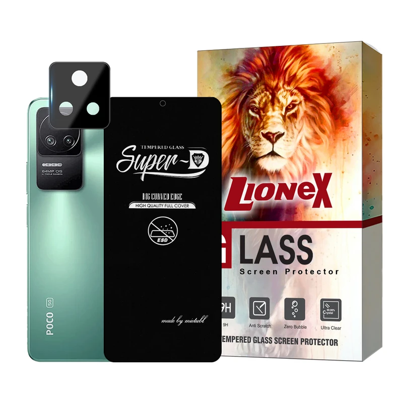   محافظ صفحه نمایش لایونکس مدل SUPLNFULI مناسب برای گوشی موبایل سامسونگ Poco F4 / Redmi K50 / Redmi K50 Pro به همراه محافظ لنز گوشی