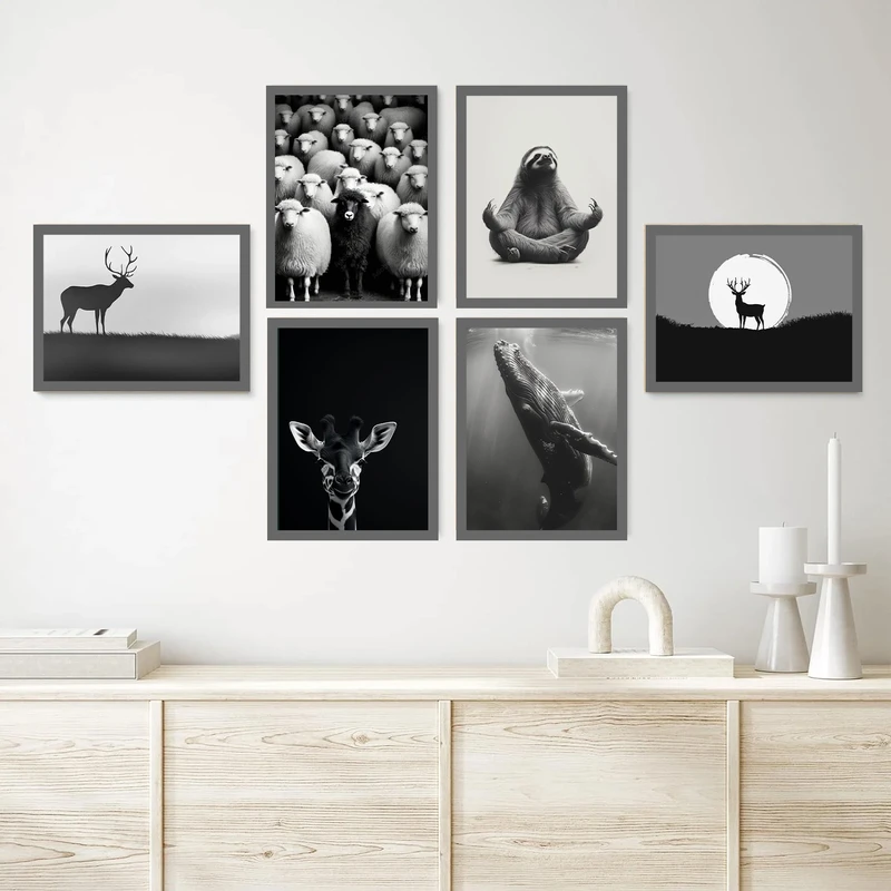 تابلو بکلیت طرح دکوری و هنری مدرن و کلاسیک فانتزی حیوانات مدل SI-bu3798 مجموعه 6 عددی