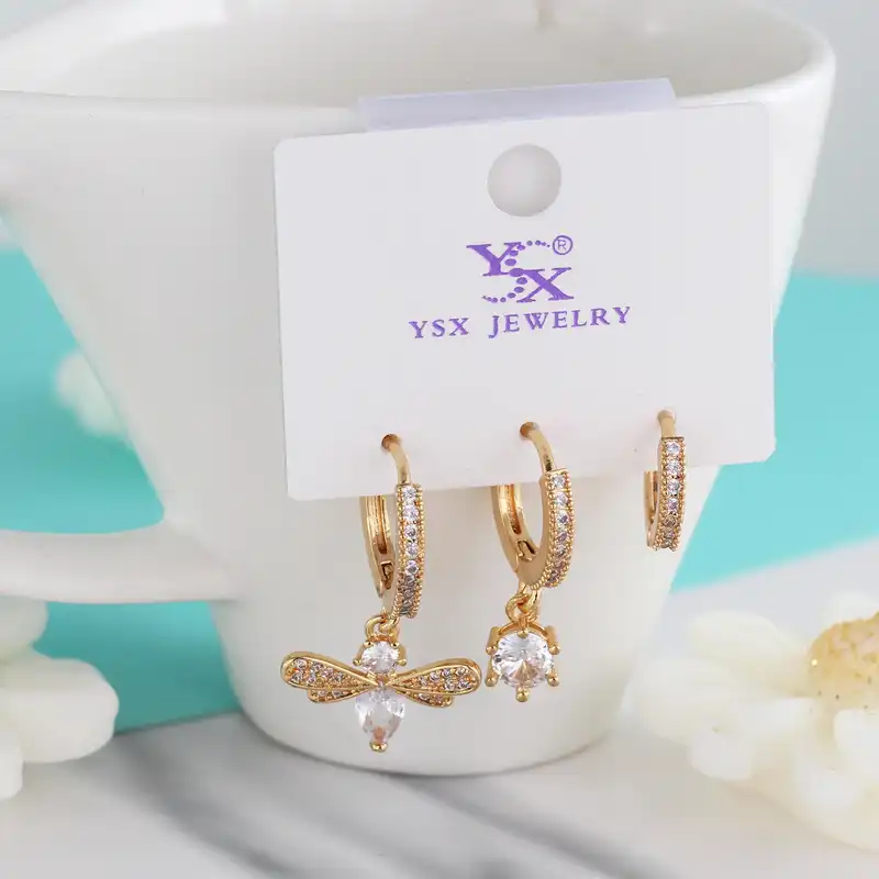 گوشواره زنانه وای اس ایکس مدل ear678 بسته سه عددی