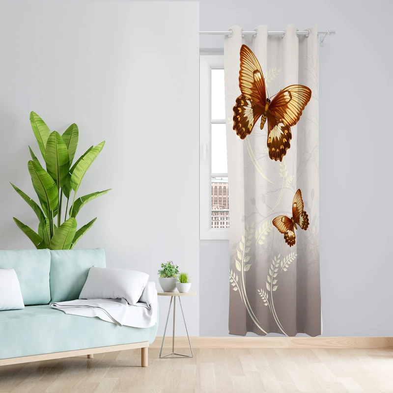پرده طرح پروانه مدل مخمل پانچی کد 4247 z سایز 140x200 سانتی متر