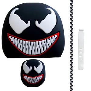 محافظ کابل طرح ونوم مدل Venom-Cover به همراه محافظ شارژر دیواری مجموعه 4 عددی