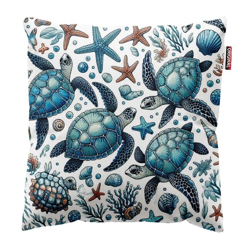  کوسن پاد آفرین طرح دریا و لاک پشت کد 3438 سایز 30*30 سانتی متر