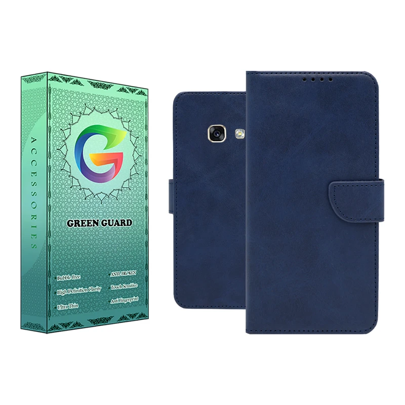 کیف کلاسوری گرین گارد مدل چرمی مگنتی کد Blue-B01 مناسب برای گوشی موبایل سامسونگ Galaxy A5 2017