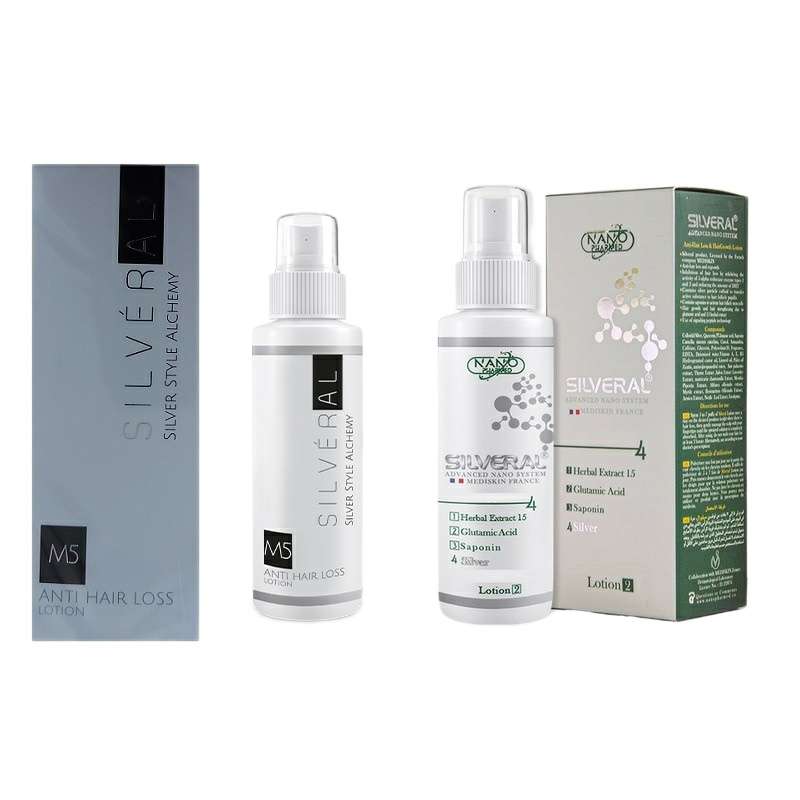 لوسیون ضدریزش مو سیلورال مدل Minoxidil M5 حجم 60 میلی لیتر به همراه لوسیون تقویت کننده مو سیلورال مدل Herbal حجم 60 میلی لیتر
