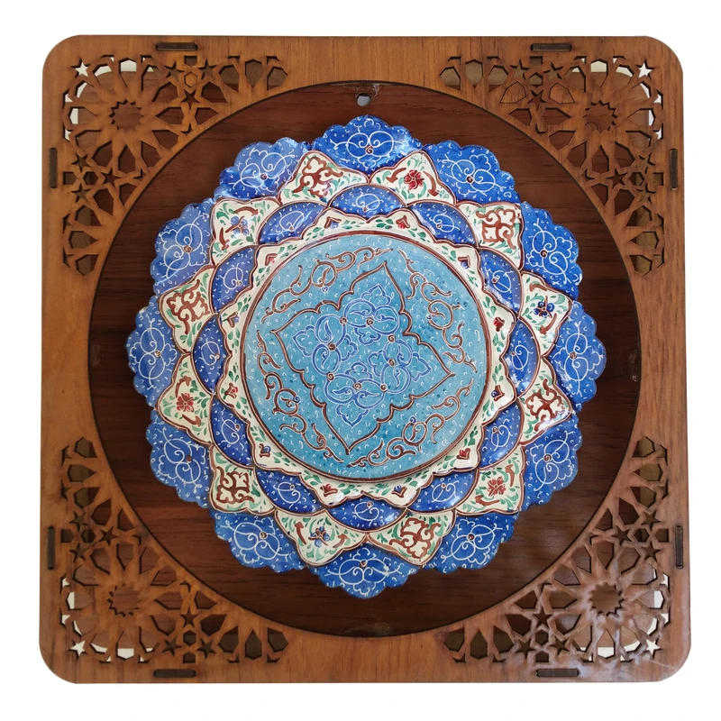 بشقاب میناکاری مسی مدل گل کد 20 h