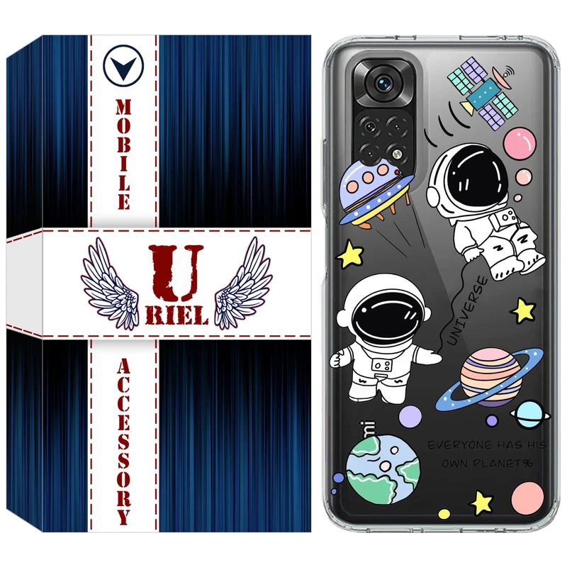 کاور یوریل مدل Clear کد 25 طرح فضانوردان مناسب برای گوشی موبایل شیائومی Redmi Note 11 4G / Redmi Note 11S
