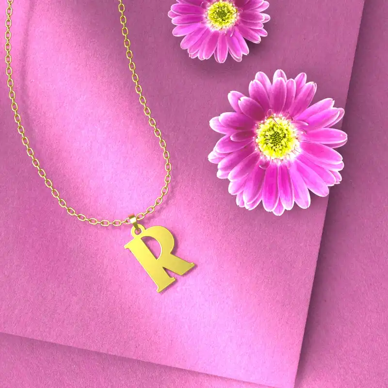 گردنبند طلا 18 عیار زنانه مدوپد مدل حرف R کد H3-1-1564