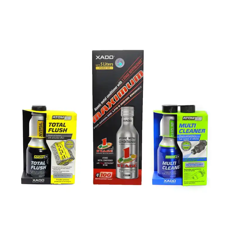 موتور شوی اکسادو مدل توتال فلاش حجم 725 میلی لیتر به همراه تمیزکننده سیستم سوخت و انژکتور و احیاگر اکسادو