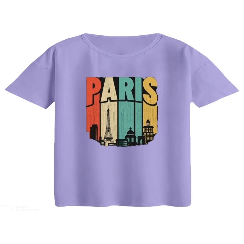 کراپ تی‌شرت آستین کوتاه زنانه مدل پاریس