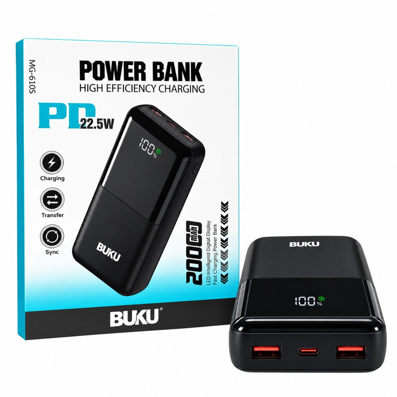 پاوربانک 22.5 وات بوکو مدل MG-G105 ظرفیت 20000 میلی‌آمپر‌ساعت به همراه کابل USB به USB-C