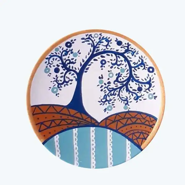 بشقاب دیوارکوب سفالی طرح چشم نظر مجموعه 2عددی