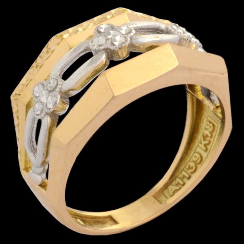 انگشتر طلا 18 عیار زنانه طلای مستجابی مدل پورتوفینو گل کد A1139 سایز 58 به همراه 50 سوت هدیه طلا