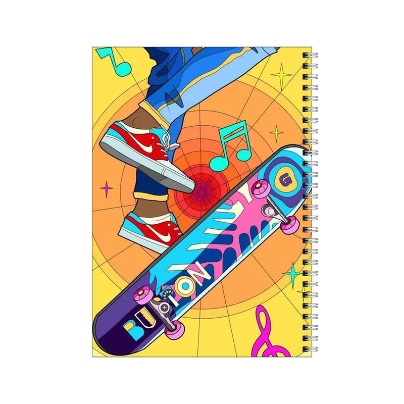 دفتر مشق 100 برگ بامبیلیپ طرح موزیک و اسکیت سواری کد 8260153