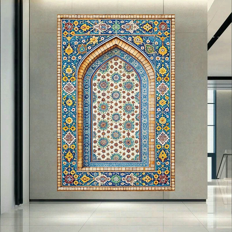 تابلو بوم طرح مخمل موزاییک سنتی ایرانی مدل تزیینات هندسی د AR303398