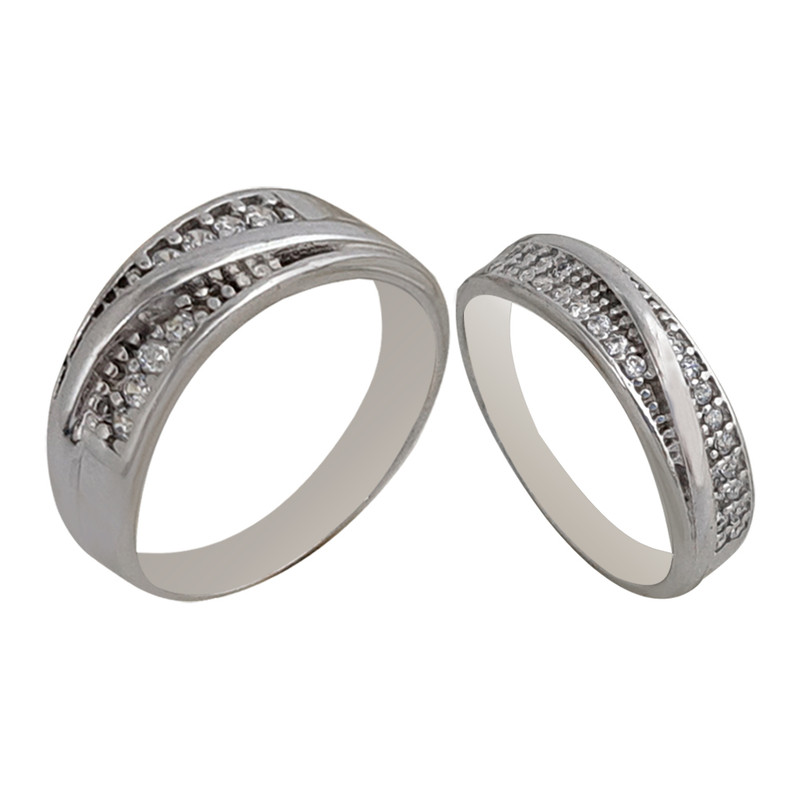 ست انگشتر نقره زنانه و مردانه ملک زیور مدل جواهری کد 707