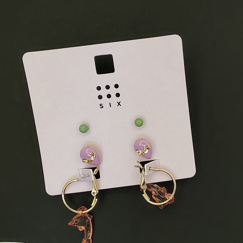 گوشواره دخترانه سیکس مدل فانتزی کد 259 مجموعه 3 عددی