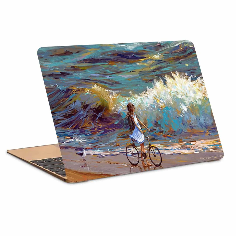 استیکر لپ تاپ طرح cyclist bicycle childکد N-132مناسب برای لپ تاپ 15.6 اینچ