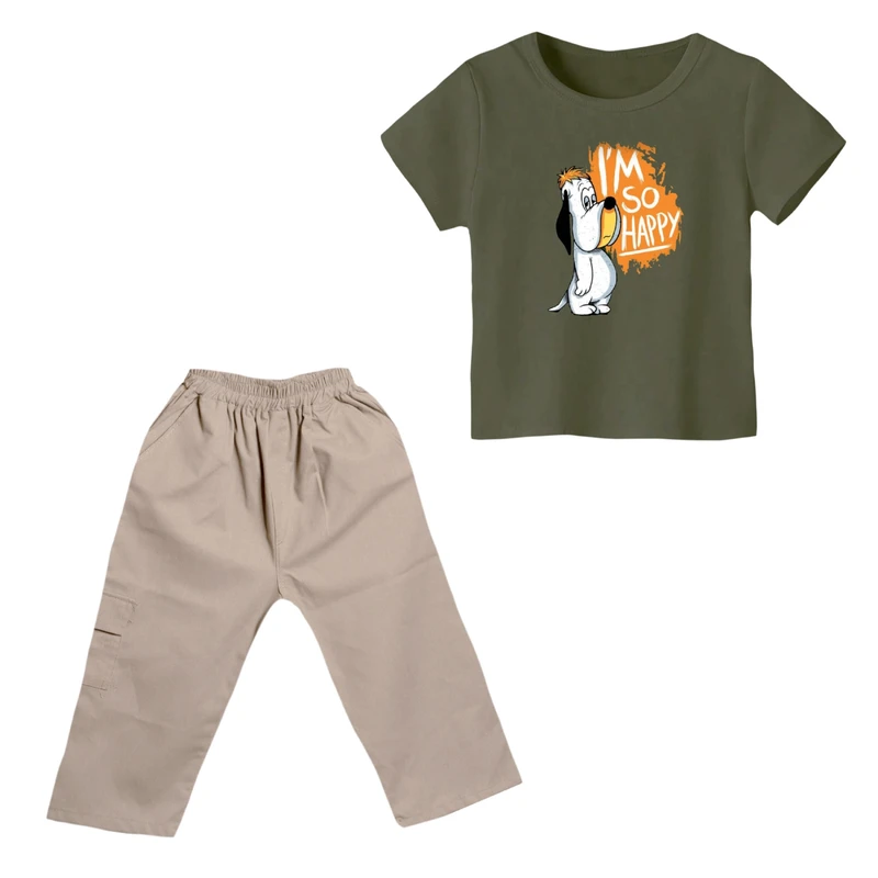 ست تی شرت و شلوارک پسرانه مدل سگ کد 5