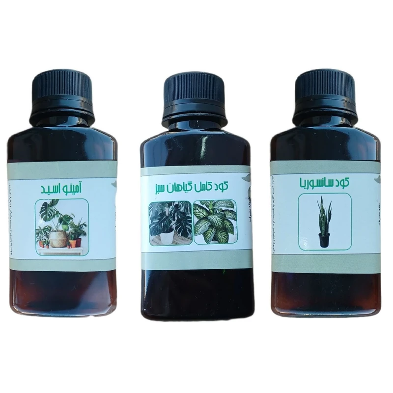 کود مایع امینو اسید و سانسوریا و کود کامل گیاهان سبز مدل life drop حجم 110 میلی لیتر بسته 3 عددی