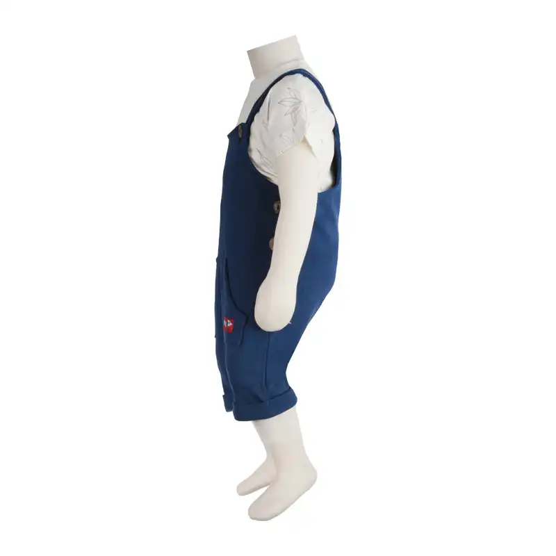 ست تیشرت و سرهمی نوزادی مدل برگ کد 180006 رنگ سرمه ای