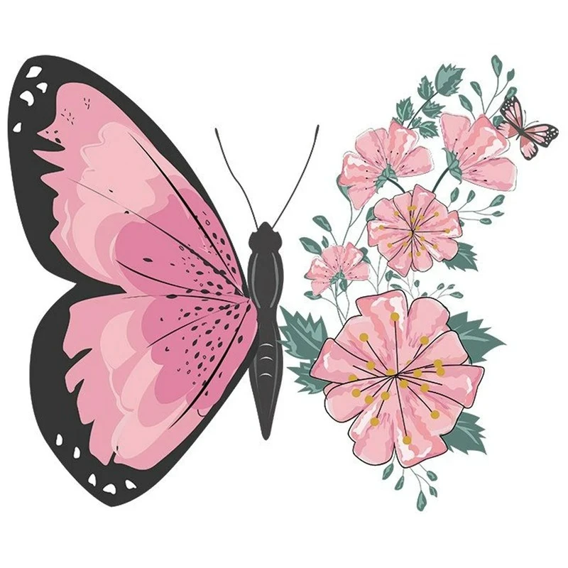 استیکر پارچه و لباس کارانس مدل پروانه و گل بسته 2 عددی