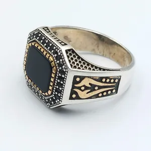 انگشتر نقره مردانه مدل عقیق کد 20624