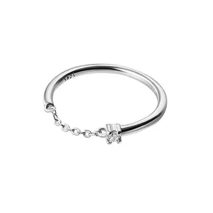 انگشتر نقره زنانه مدل زنجیر و نگین