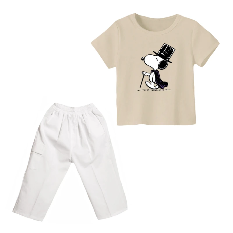 ست تی شرت و شلوارک پسرانه مدل اسنوپی کد ۶۵