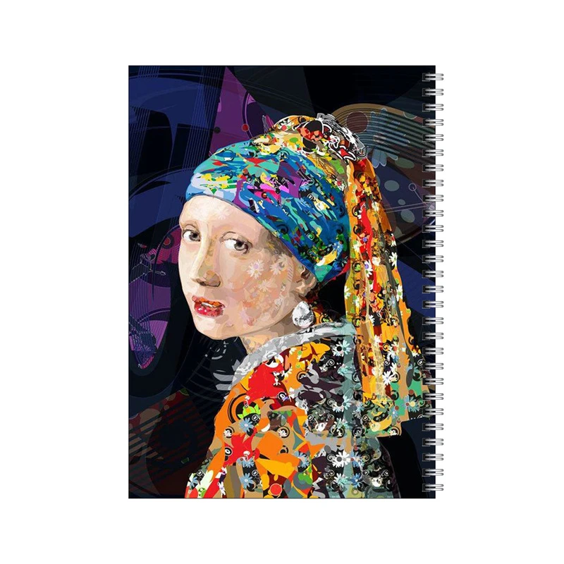 دفتر مشق 80 برگ بامبیلیپ طرح دختر گوش مروارید کلاژ کد 2792085