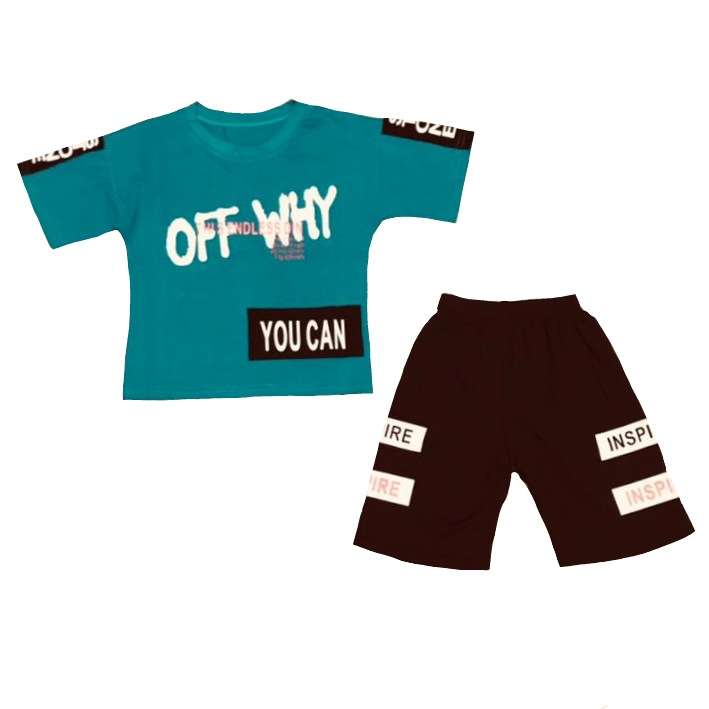 ست تی شرت و شلوارک پسرانه مدل Off why