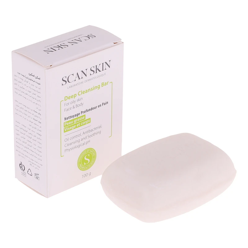 پن شستشو صورت و بدن اسکن اسکین مدل Deep Cleansing Bar مناسب پوست‌های چرب وزن 100 گرم