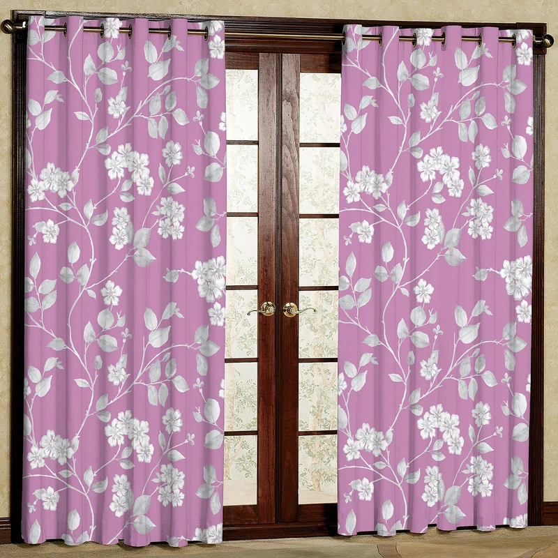 پرده مدل گل شکوفه چاپی مخمل پانچی کد 1072 سایز 140x200 سانتی متر