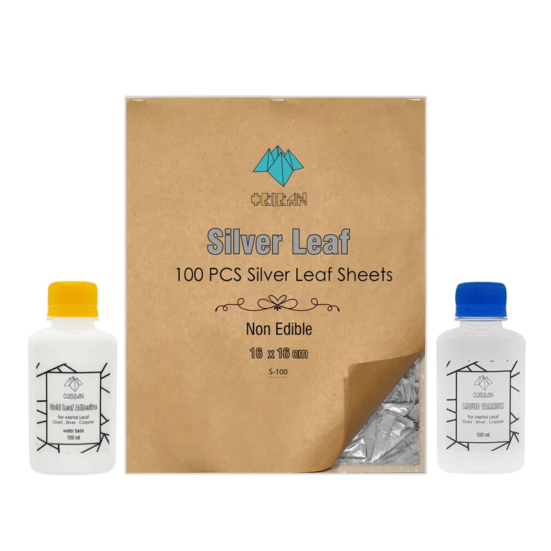  ورق نقره اوریران کد S100GV120 بسته 100 عددی به همراه چسب و وارنیش